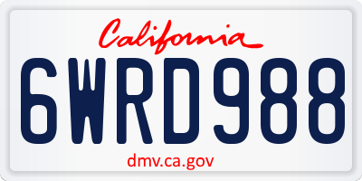 CA license plate 6WRD988