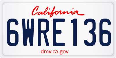 CA license plate 6WRE136