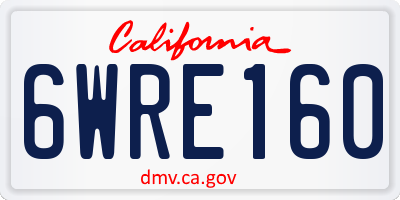 CA license plate 6WRE160