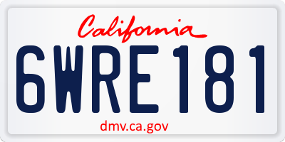 CA license plate 6WRE181