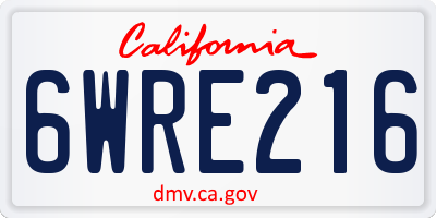 CA license plate 6WRE216