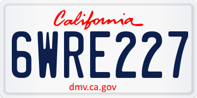 CA license plate 6WRE227