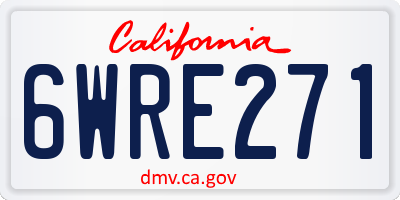 CA license plate 6WRE271