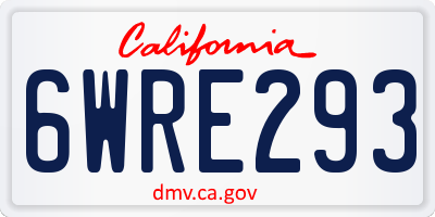 CA license plate 6WRE293