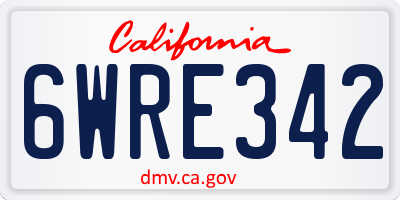 CA license plate 6WRE342