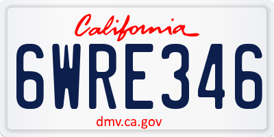 CA license plate 6WRE346