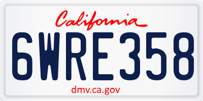 CA license plate 6WRE358