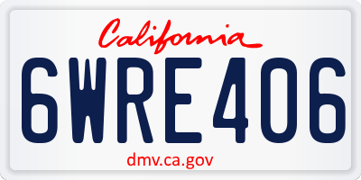 CA license plate 6WRE406