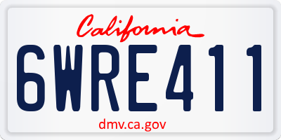 CA license plate 6WRE411