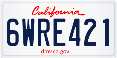 CA license plate 6WRE421