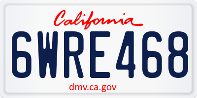 CA license plate 6WRE468