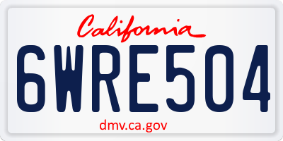 CA license plate 6WRE504
