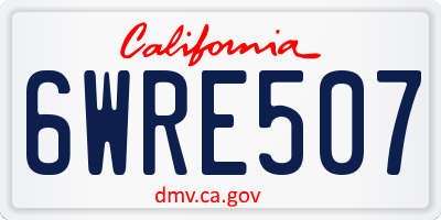 CA license plate 6WRE507