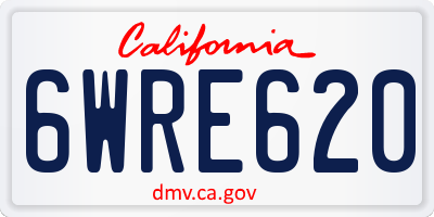 CA license plate 6WRE620