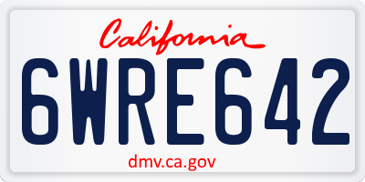 CA license plate 6WRE642