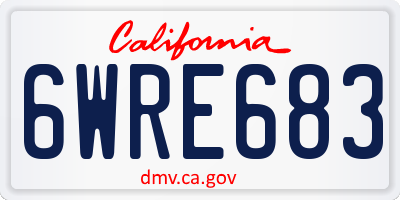 CA license plate 6WRE683