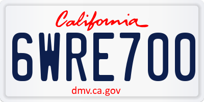 CA license plate 6WRE700