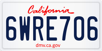CA license plate 6WRE706
