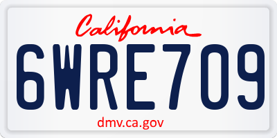CA license plate 6WRE709