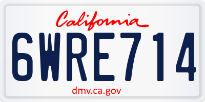 CA license plate 6WRE714