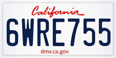 CA license plate 6WRE755