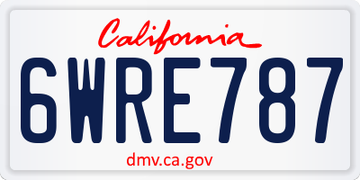 CA license plate 6WRE787
