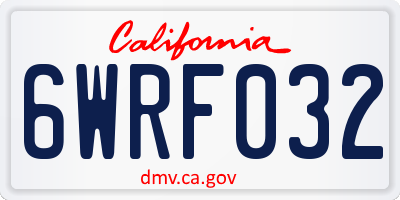 CA license plate 6WRF032
