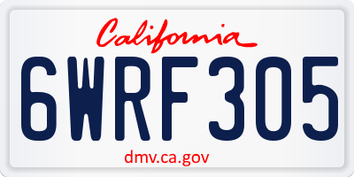 CA license plate 6WRF305