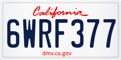 CA license plate 6WRF377