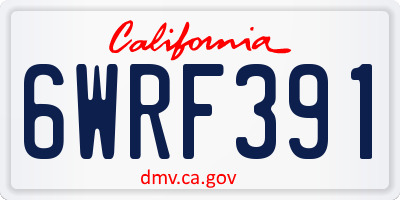CA license plate 6WRF391