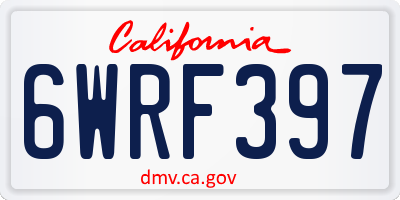 CA license plate 6WRF397