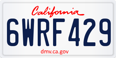CA license plate 6WRF429