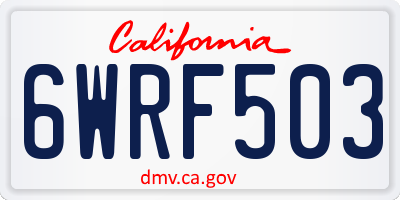 CA license plate 6WRF503