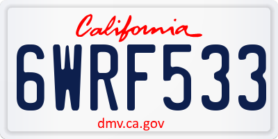 CA license plate 6WRF533