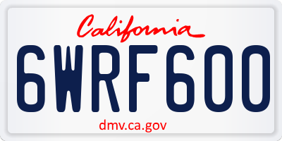 CA license plate 6WRF600