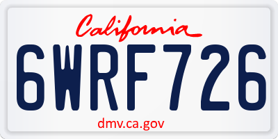 CA license plate 6WRF726