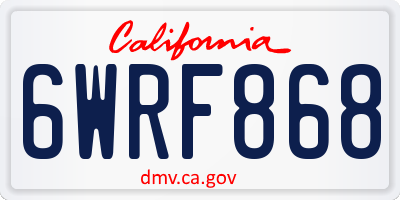 CA license plate 6WRF868