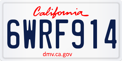 CA license plate 6WRF914