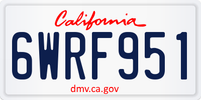 CA license plate 6WRF951
