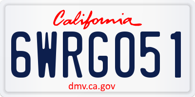 CA license plate 6WRG051