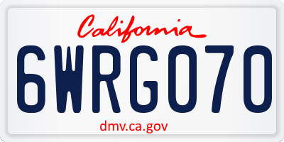 CA license plate 6WRG070