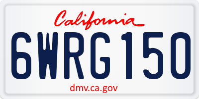 CA license plate 6WRG150