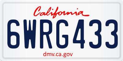 CA license plate 6WRG433