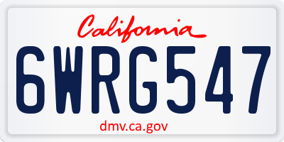 CA license plate 6WRG547