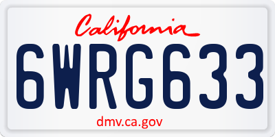 CA license plate 6WRG633