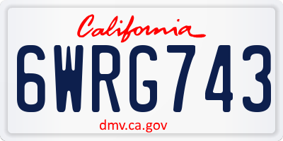 CA license plate 6WRG743
