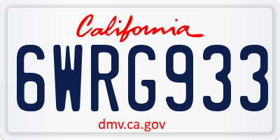 CA license plate 6WRG933