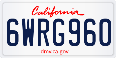 CA license plate 6WRG960