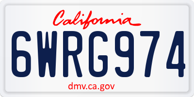 CA license plate 6WRG974