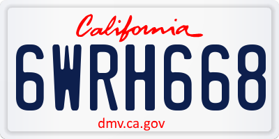 CA license plate 6WRH668